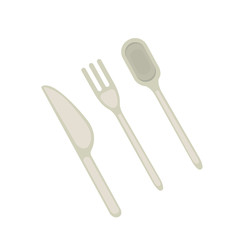 Cutlery set cartoon vector illustration isolated on white.