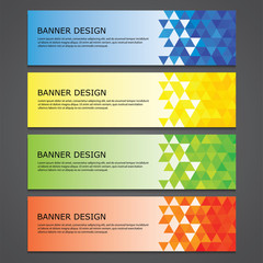 abstract colorful set of shiny banners with crumpled mosaic. Vector, EPS 10