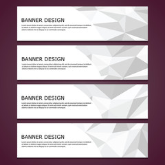 Abstract set of polygonal banners with crumpled surface, metal faceted surface, paper, origami. Vector, EPS 10