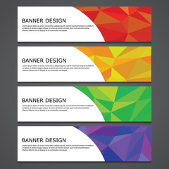 Abstract colorful set of polygonal banners with geometric pattern. Vector, EPS 10