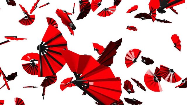Red Fans On White Background.
Loop able 3DCG render Animation.