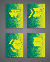 colorful polygonal brochures. Set of vertical business cards or tags.