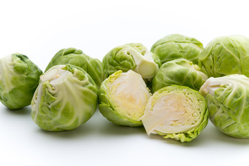 Brusseles sprouts isolated on the white background.