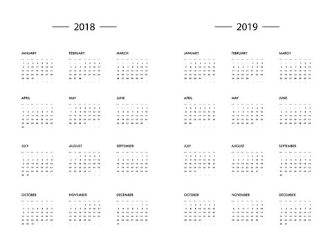 Calendar 2018 2019 year template