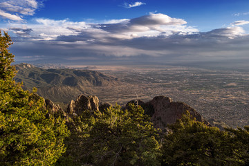 Aerial view of Albuquerque, New Mexico from the Sandia Mountains Crest
