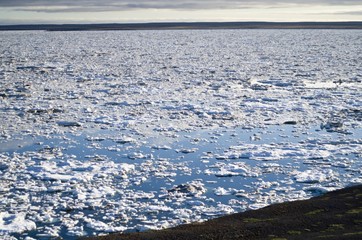 The Arctic Ocean covered with ice to the horizon