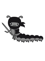 ninja japan krieger kämpfer schwert heimlich schleichen versteckt verkleidung halloween klein baby kind wurm krabbeln schnecke kriechen raupe schlange süß niedlich comic cartoon