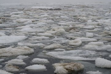 The Arctic Ocean covered with ice to the horizon