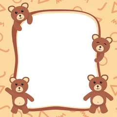 Verduisterende gordijnen Aap Cute Bear Photo Frame / Cute Bear Card Template