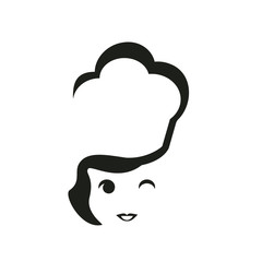 Chef woman with cook hat icon logo vector. Minimal elegant style.