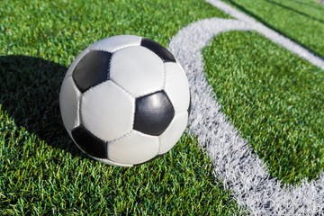 Soccer Ball on the Corner of a Soccer Field