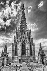 Main tower of the Barcelona Cathedral, Catalonia, Spain