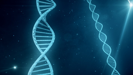 Blue background with rotating DNA 3d illustration