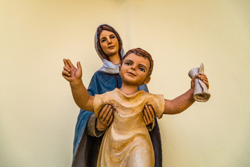 Blessed Virgin Mary holding Holy Baby Jesus - obrazy, fototapety, plakaty