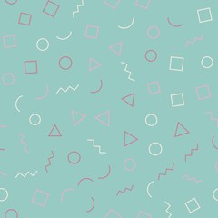 Memphis seamless pattern with different shapes. Trendy memphis style. Vector background.