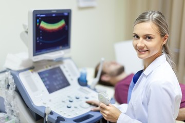 Portrait of a Doctor with Medical Ultrasound Machine