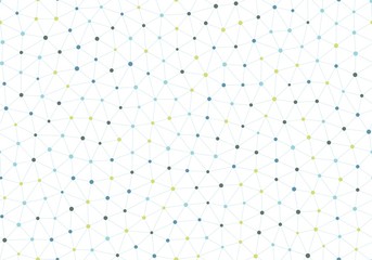 Seamless geometric pattern with connected dots. White background. Vector repeating texture. - 180060358