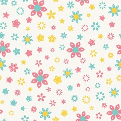Fototapeta na wymiar Seamless floral pattern with light background. Vector repeating texture.
