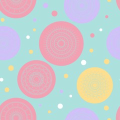 Seamless round ornament pattern. Vector repeating texture. Perfect for printing on paper or fabric.