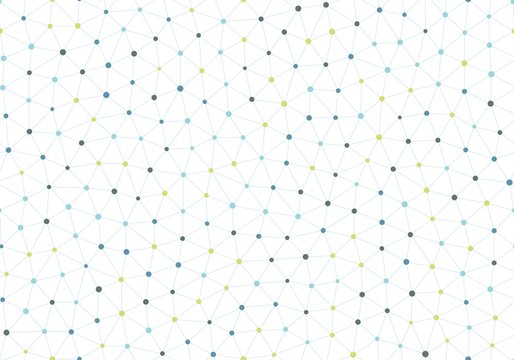 Seamless geometric pattern with connected dots. White background. Vector repeating texture.