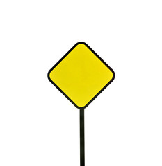 blank Yellow highway road signs isolated on white.