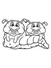 liebe verliebt paar pärchen 2 freunde team fett dick übergewicht hunger fressen essen voll wurm schnecke kriechen raupe schlange süß niedlich comic cartoon