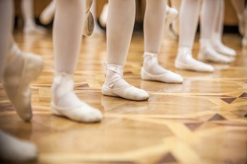 Closeup of Young Ballet Dancers in a Ballet School