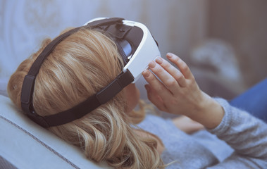 Woman wearing Virtual reality headset