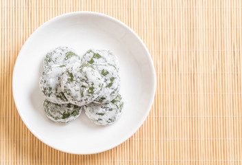 green tea mochi with red bean