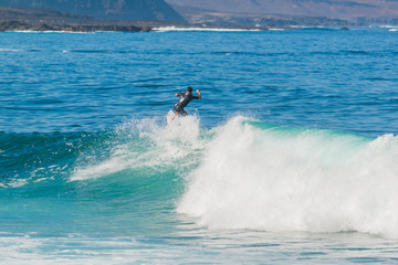 La Santa is a good place for bodyboarding and surfing. Lanzarote. Canary Islands. Spain