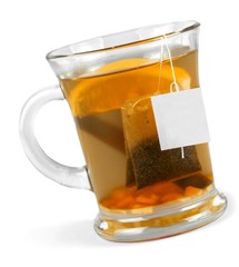 Glass of Tea with Tea Bag and Cinnamon Stick
