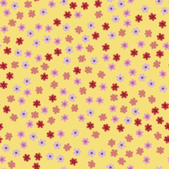 abstract seamless pattern of flowers on a yellow background. For prints, cards, invitations, birthday, holidays, party, celebration, wedding, Valentine's day.