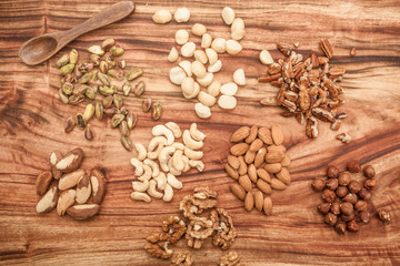 Fototapeta na wymiar Selections of dried fruits or nuts in a jar