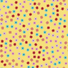 abstract seamless pattern of flowers on a yellow background. For prints, cards, invitations, birthday, holidays, party, celebration, wedding, Valentine's day.