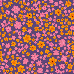 abstract seamless pattern of flowers on a purple background. For prints, cards, invitations, birthday, holidays, party, celebration, wedding, Valentine's day.