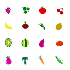  Vegetable And Fruit icon color set
	