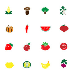  Vegetable And Fruit icon color set
	