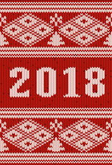 New 2018 Year knitted texture, vector illustration