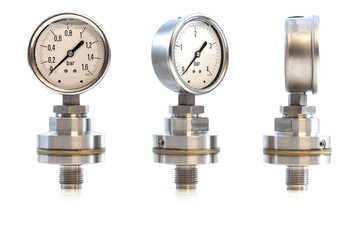Presser gauge on isolated white background