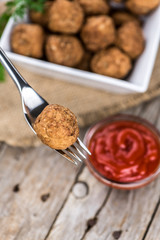 Meatballs (fresh made) as detailed close-up shot, selective focus)
