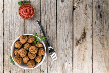 Meatballs (fresh made) as detailed close-up shot, selective focus)