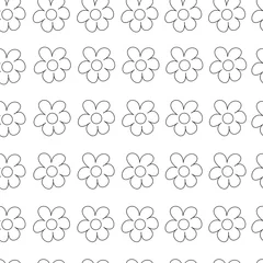 Poster Black and White Ditsy Pattern with Small Flowers for Seamless Texture. Feminine Ornament for Textile, Fabric, Wallpaper. © alexey_korotky