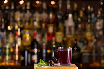 Hot alcoholic cocktail of sangria and cranberry nectar
