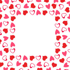 abstract love frame from a pattern of hearts. For greeting cards, invitations Valentine's day, wedding, birthday.