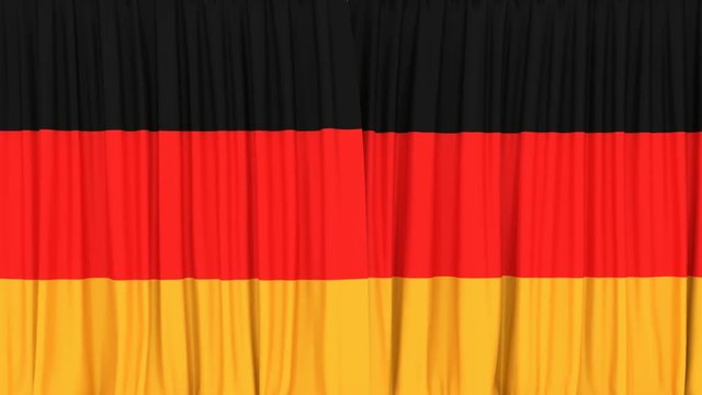 Realistic 3D animation of the national flag of Federal Republic of Germany as the curtain