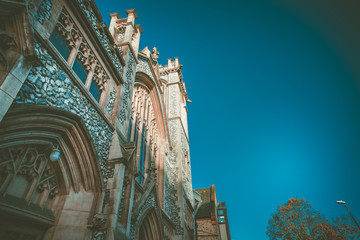 Historic Building in Cambridge, UK in vintage color
