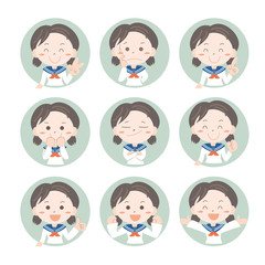 Fototapeta premium 絵文字アイコン9セット・女子学生B