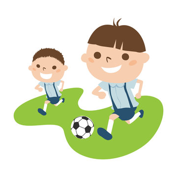 Illustrations of boys playing football