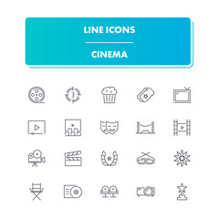  Line icons set. Cinema 