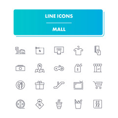 Line icons set. Mall